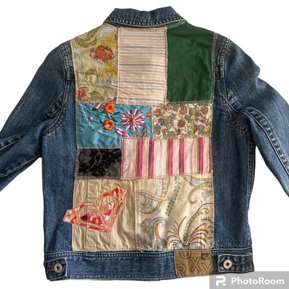 Roxy Patchwork Denim Jacket Size Small Cowboycore - Picture 5 of 6